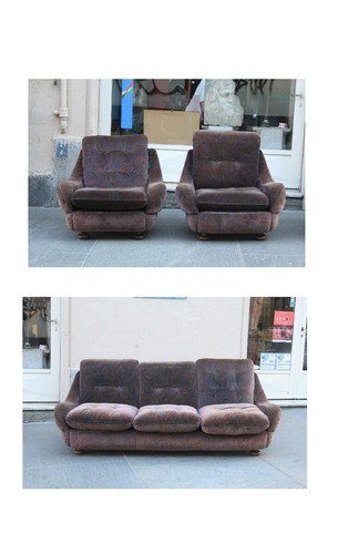 1970s sofa set upholstered - sofa,