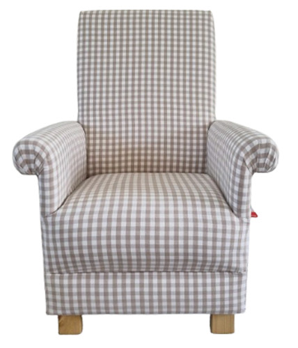 Beige gingham fabric - fabric, adult